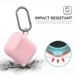 Wholesale Apple Airpods Charging Case Protective Silicone Cover Skin with Hang Hook Clip (Pink)